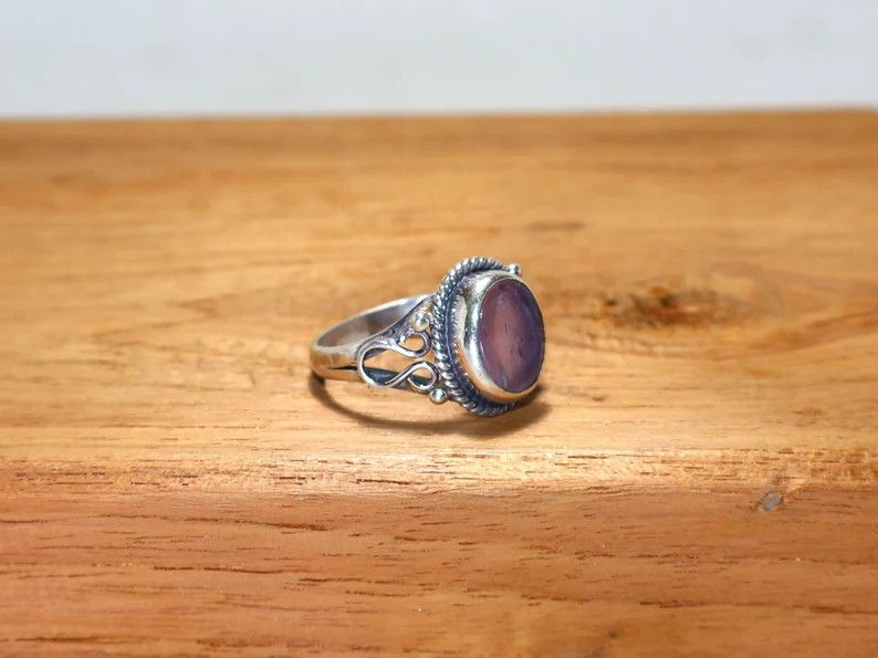 Handmade Amethyst Sterling Silver Ring, February Birthstone Gift idea Size ONE SIZE - 3 Thumbnail