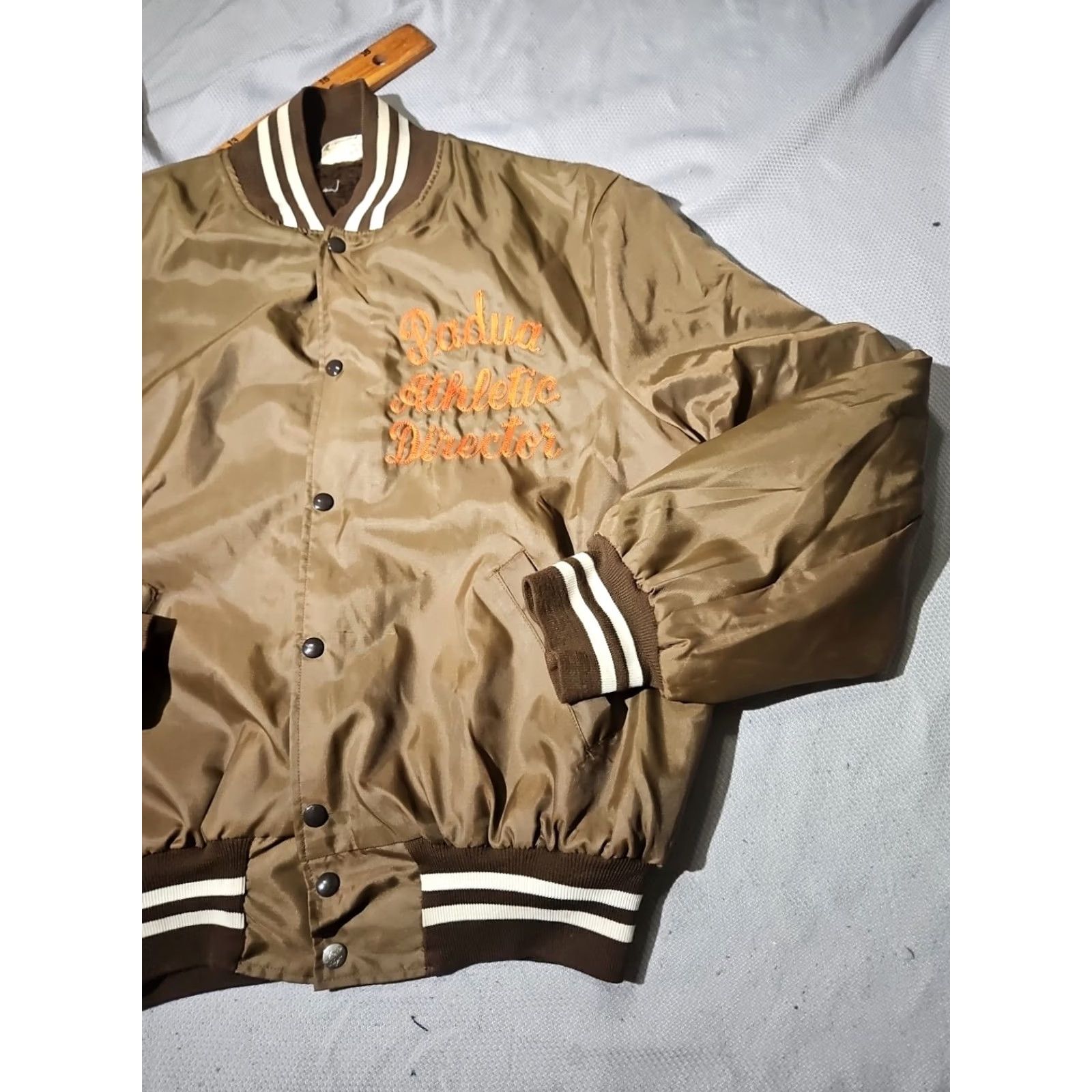 Holloway VINTAGE Holloway Varsity Jacket Adult 2XL Brown Bomber Snap Button Preppy Jacket Mens Size US XXL / EU 58 / 5 - 3 Thumbnail