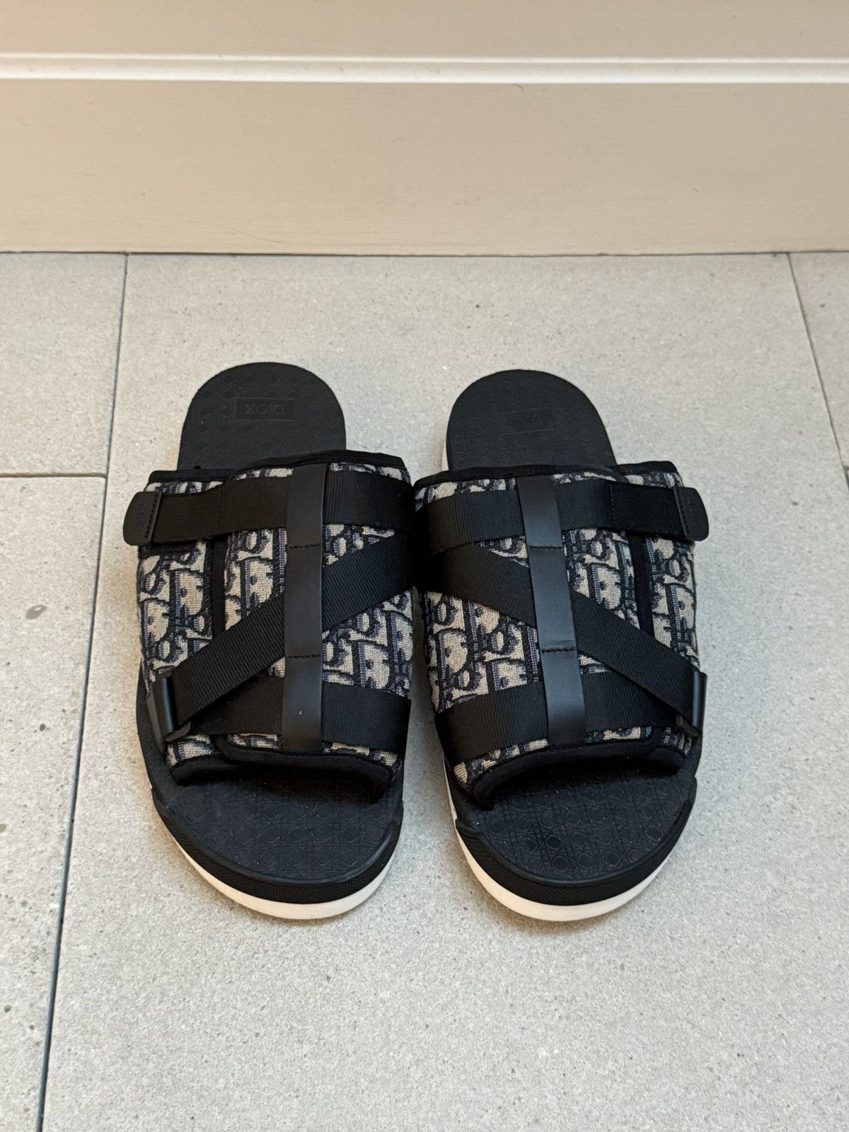 Dior Dior Alpha Sandal Beige & Blue Oblique Jacquar | Grailed