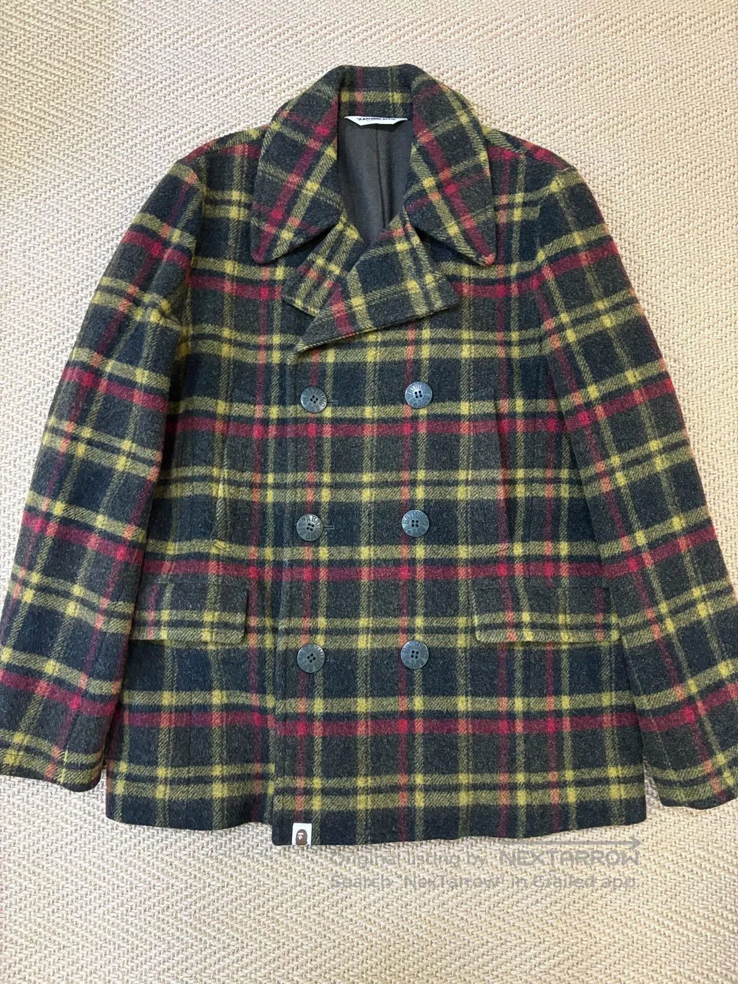 Bape bape check jacket with double-breasted style. Size US XL / EU 56 / 4 - 1 Thumbnail