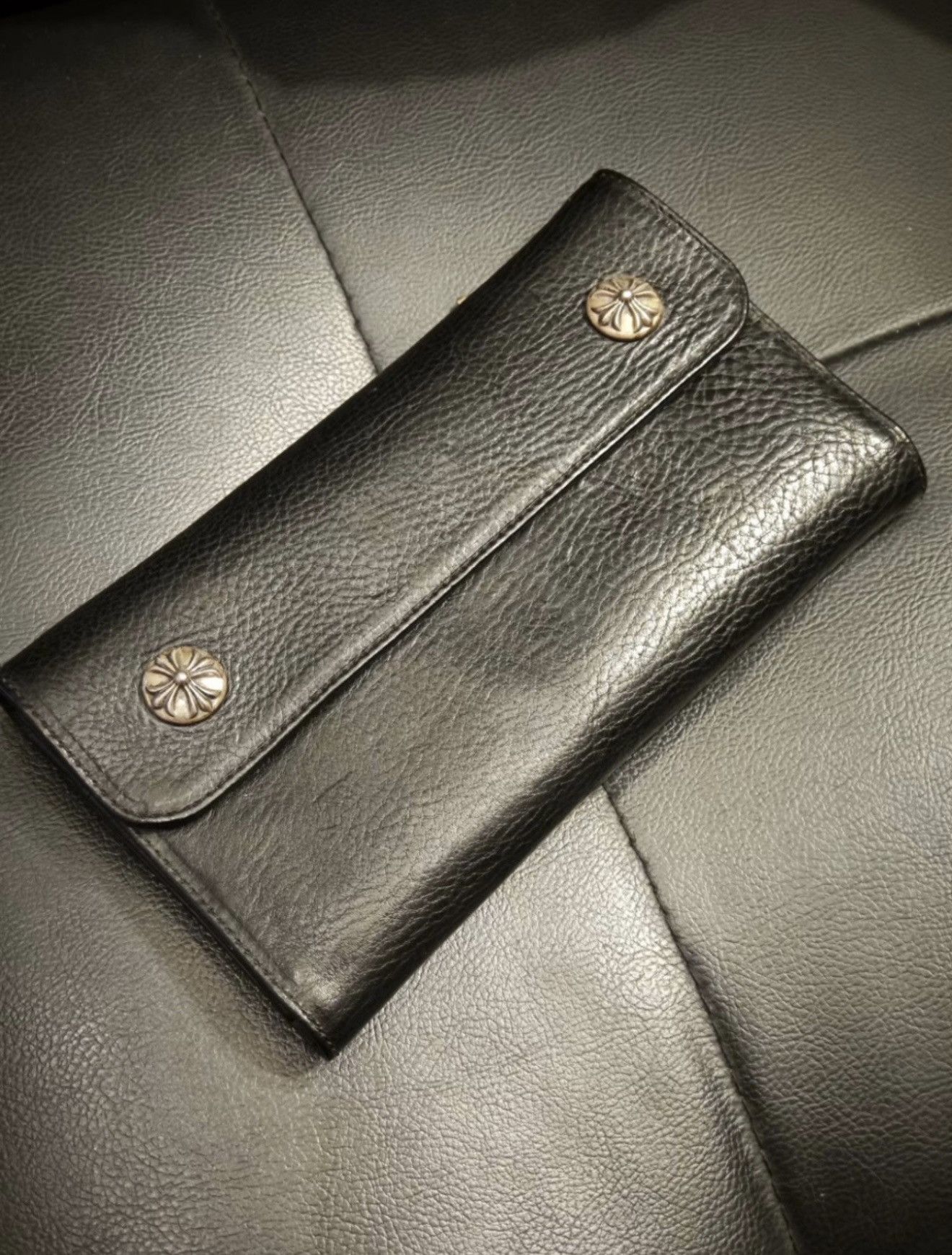 Chrome Hearts Chrome Hearts Wave mini black wallet | Grailed