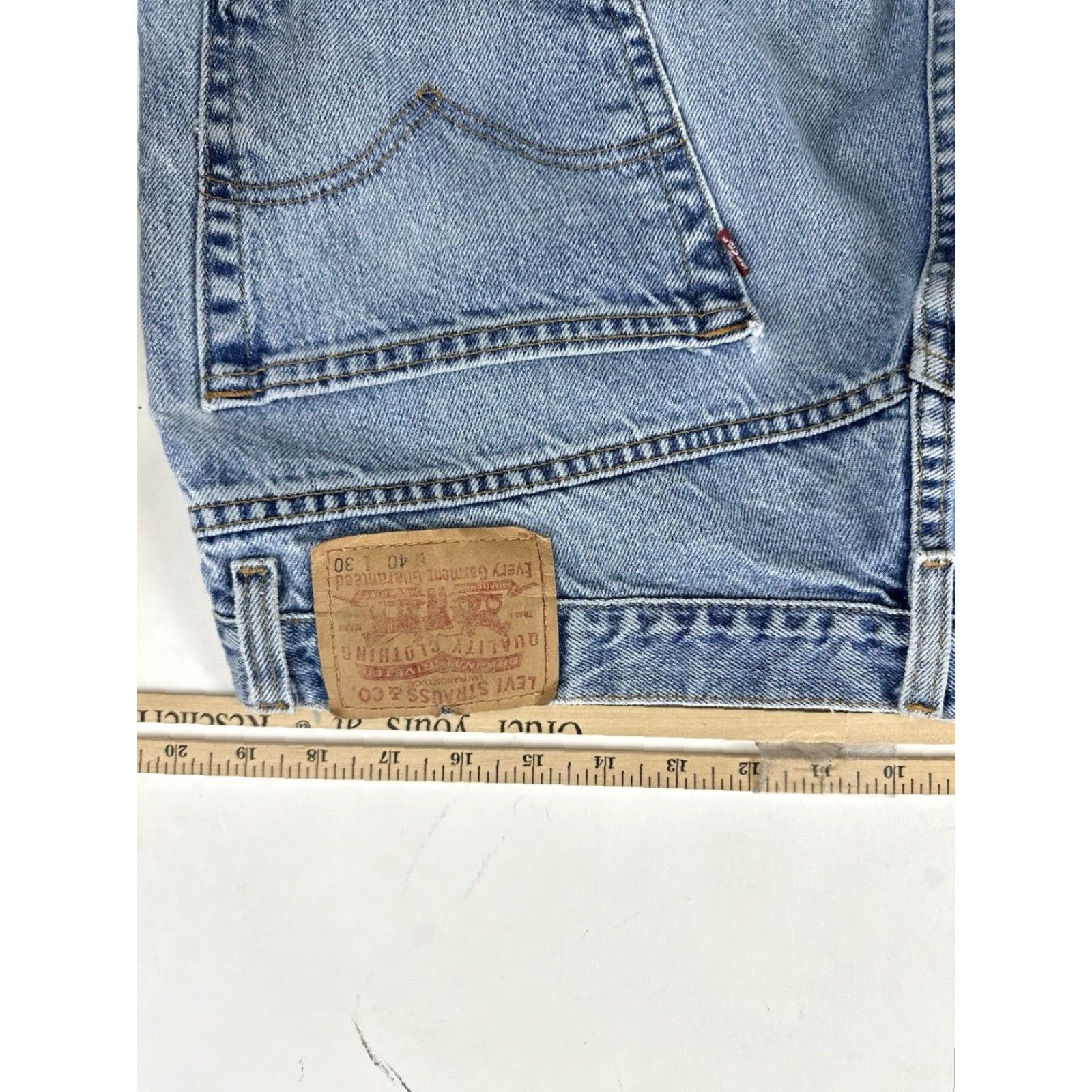 Levi's VINTAGE Levi’s 550 Jeans Men’s 40x32 Blue Distressed Relaxed Ankle 4 Pairs USA 100% Cotton Jeans Mens Size US 39 - 8 Thumbnail