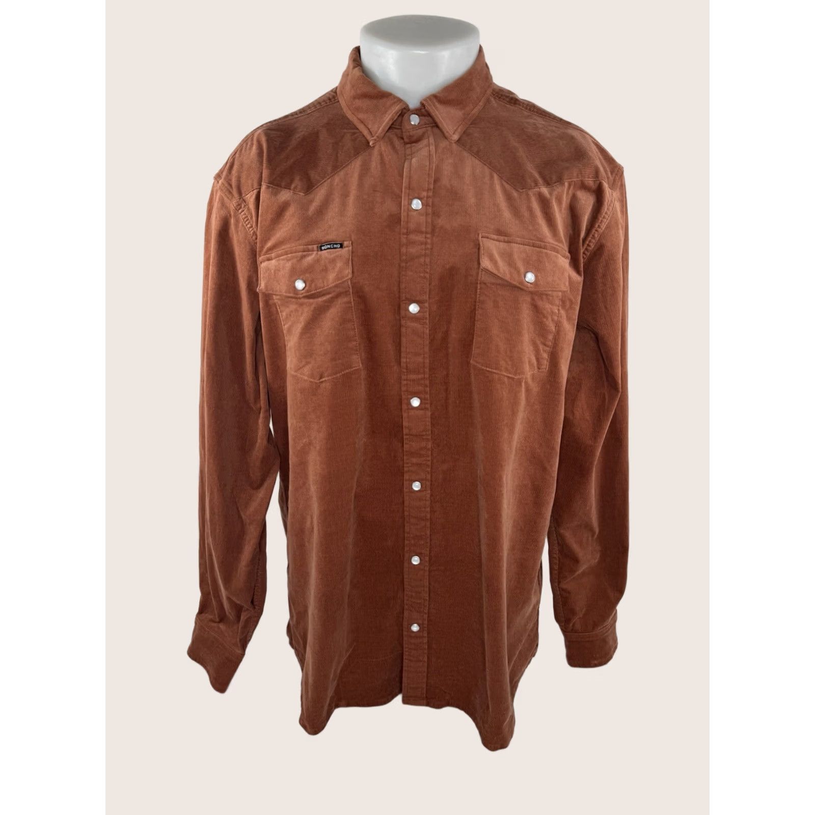 Vintage VINTAGE Poncho Western Corduroy Pearl Snap XXL Slim Fit Shirt Men Long Sleeve Button-Up 2XL Dark Salmon / Pinkish Brownish Size US XXL / EU 58 / 5 - 1 Thumbnail
