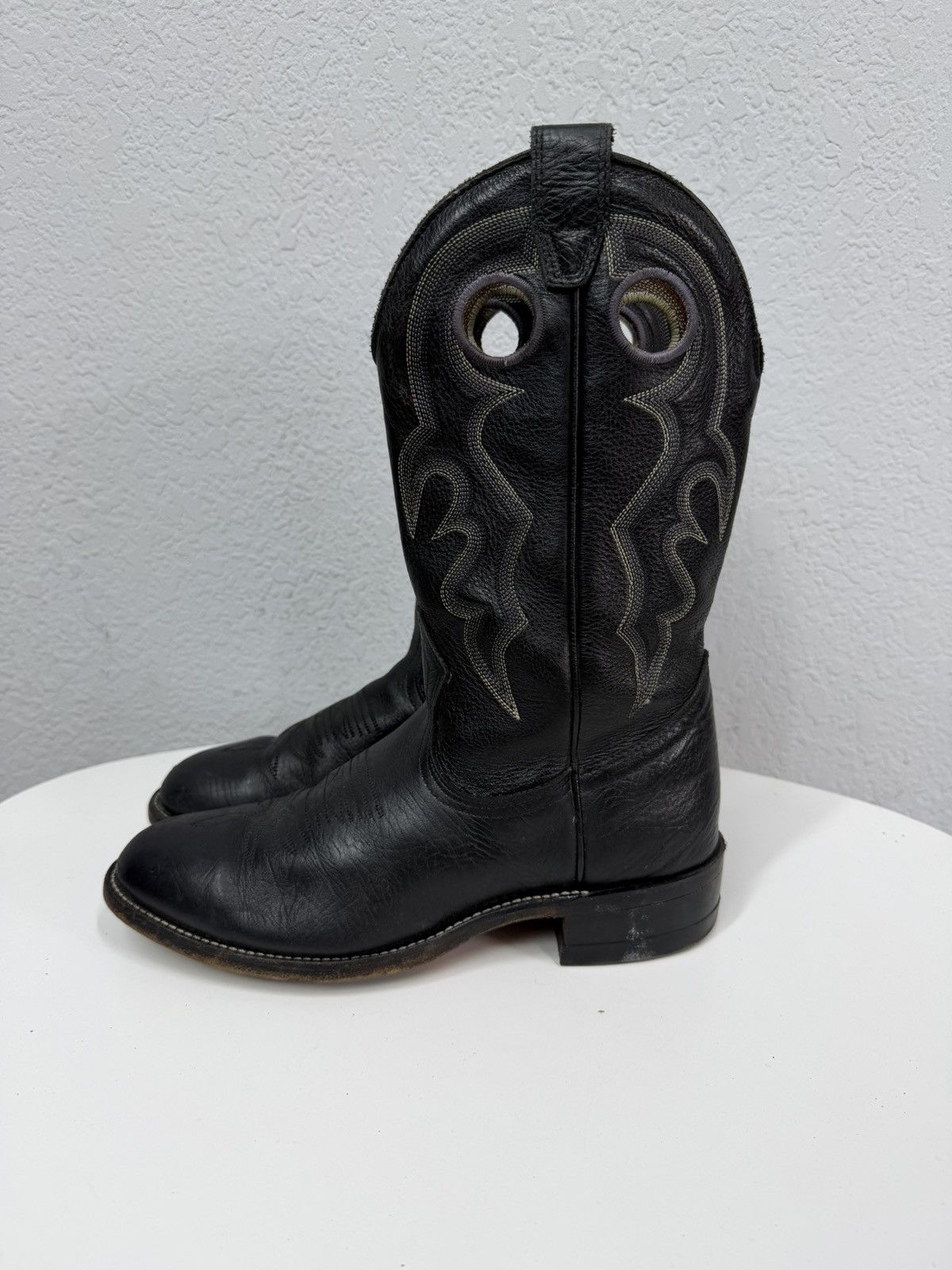 If Six Was Nine Vintage Y2K Black Leather Western Boots Guidi Cowboy Style Size US 8 / EU 41 - 5 Thumbnail