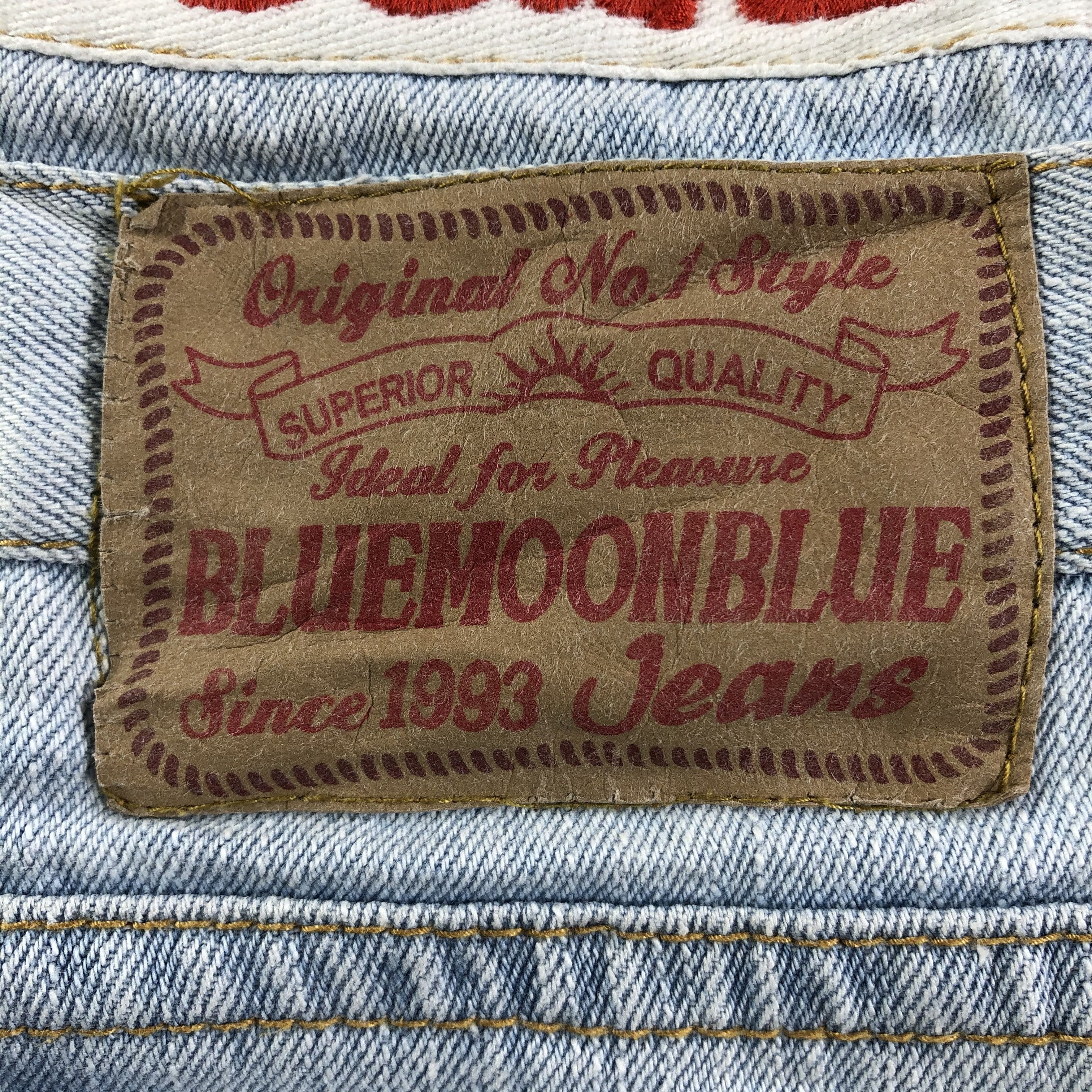 Japanese Brand Blue Moon Blue Jeans Double Waist Patchwork Jeans KJ1584 Size 29" - 5 Thumbnail