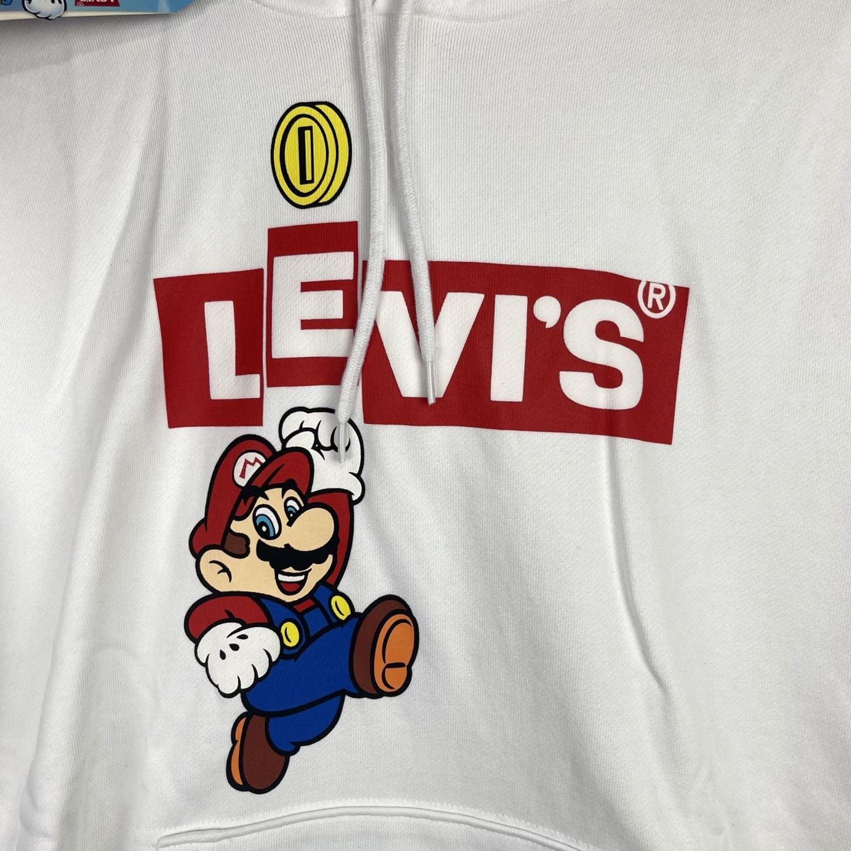 Levi's VINTAGE Super Mario Sweater Levi's White Hoodie Mens XS Graphic Print Hooded Pullover Logo 80s 90s Cartoon Retro Mens Size US XS / EU 42 / 0 - 7 Thumbnail