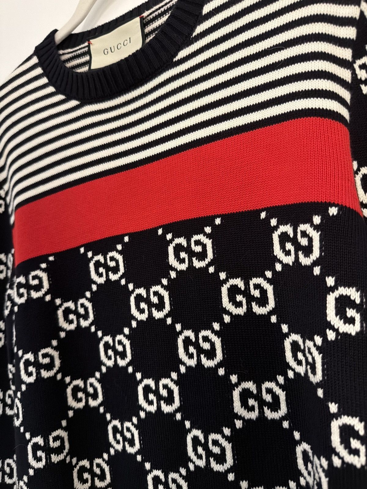 Gucci Gucci GG Monogram Knit Sweater – Red Stripe – Size Size US S / EU 44-46 / 1 - 2 Thumbnail