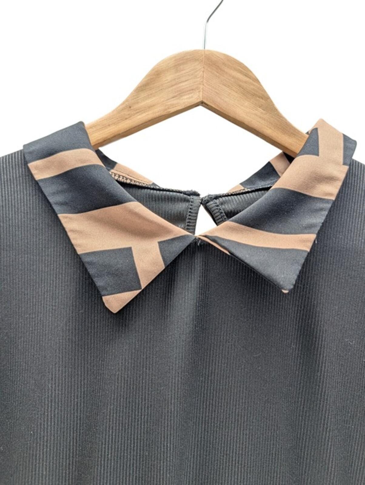 Shein SHEIN Blouse Women L Long Sleeve Ruffle Babydoll Black/Tan Size L / US 10 / IT 46 - 4 Thumbnail