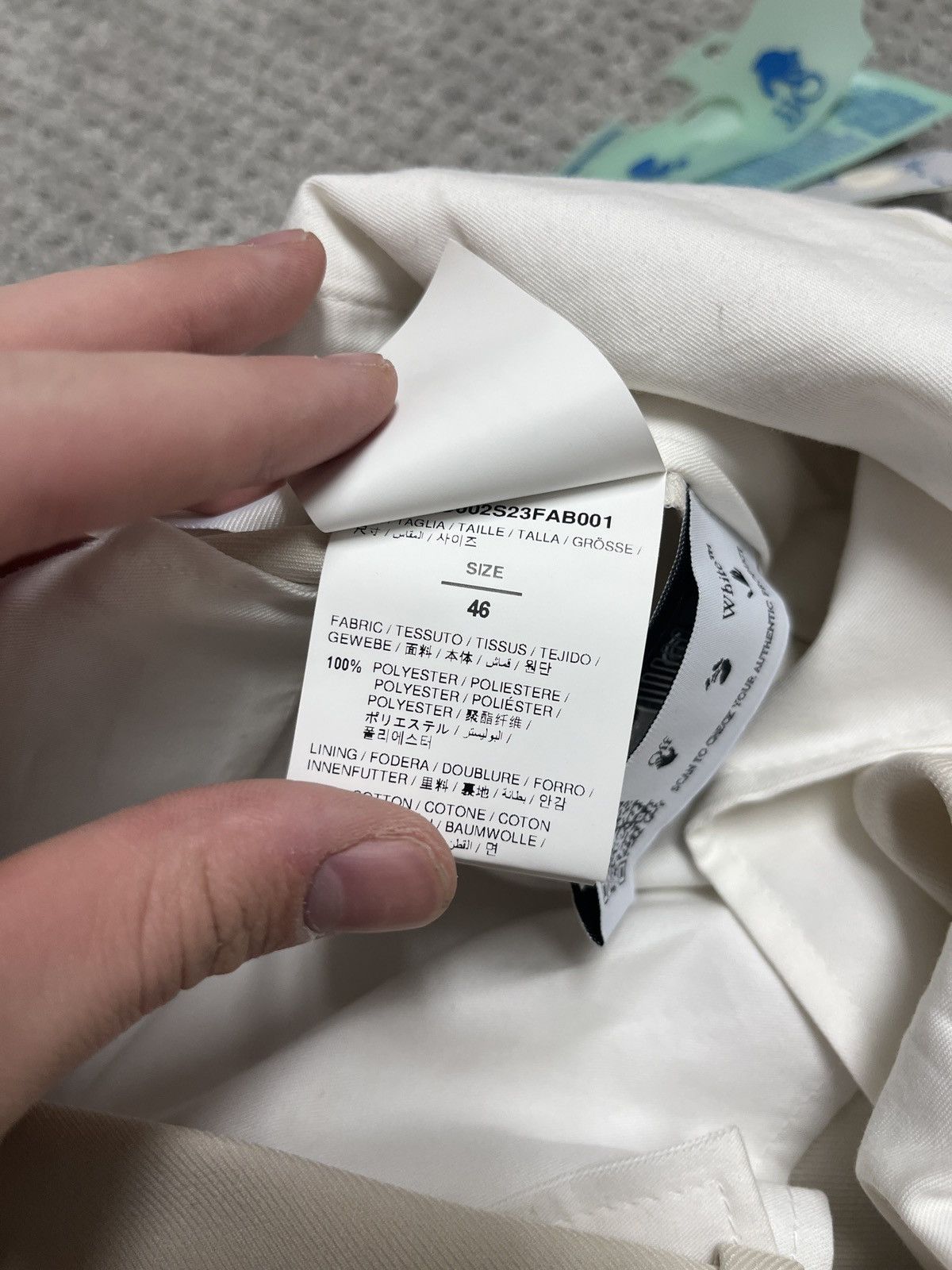 Off-White Ivory No Color Pap Drill Slim Pant Size 46L - 4 Thumbnail