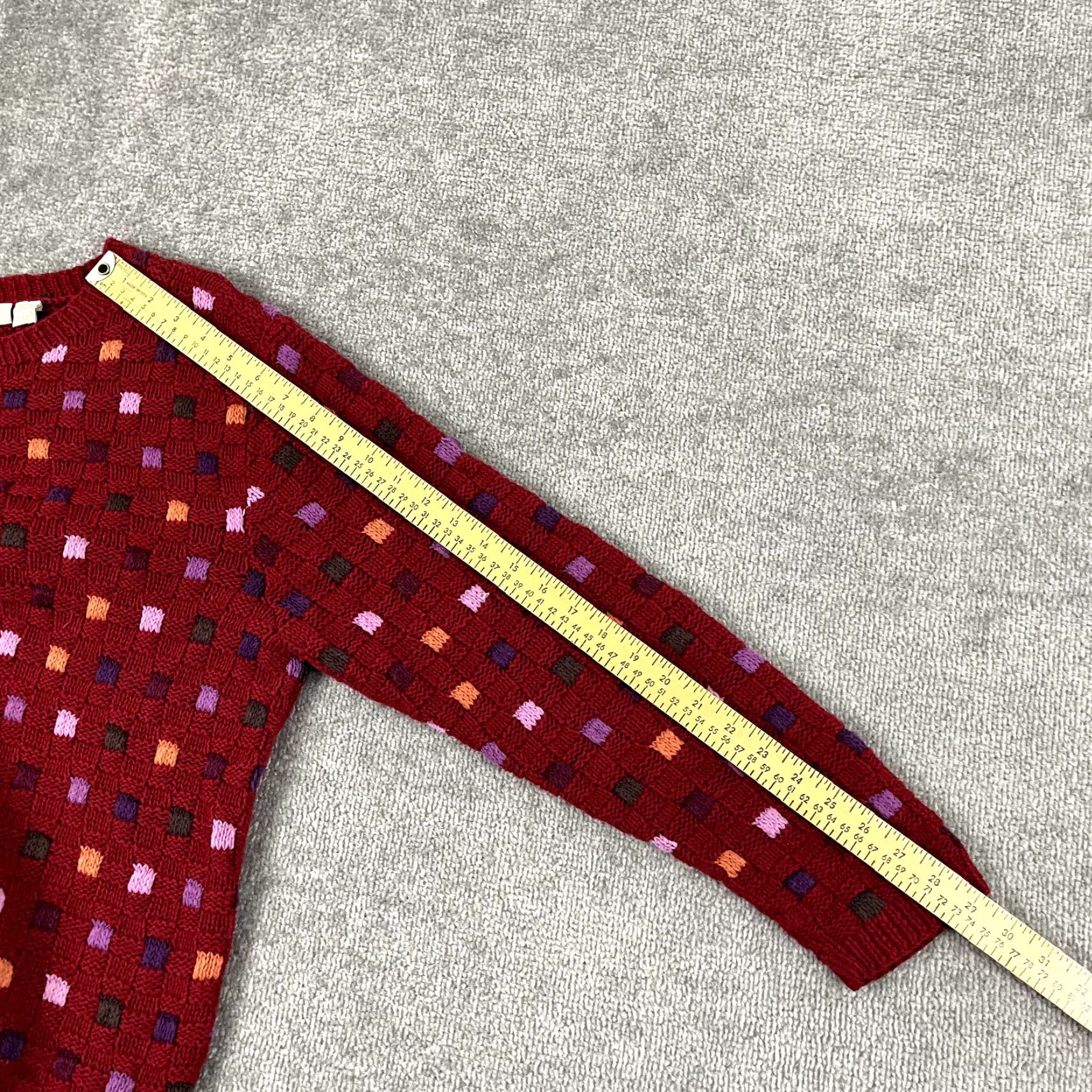 Nordstrom VINTAGE Nordstrom Sweater Mens M Red Patchwork Square Knit Jumper 90s Size US M / EU 48-50 / 2 - 5 Thumbnail