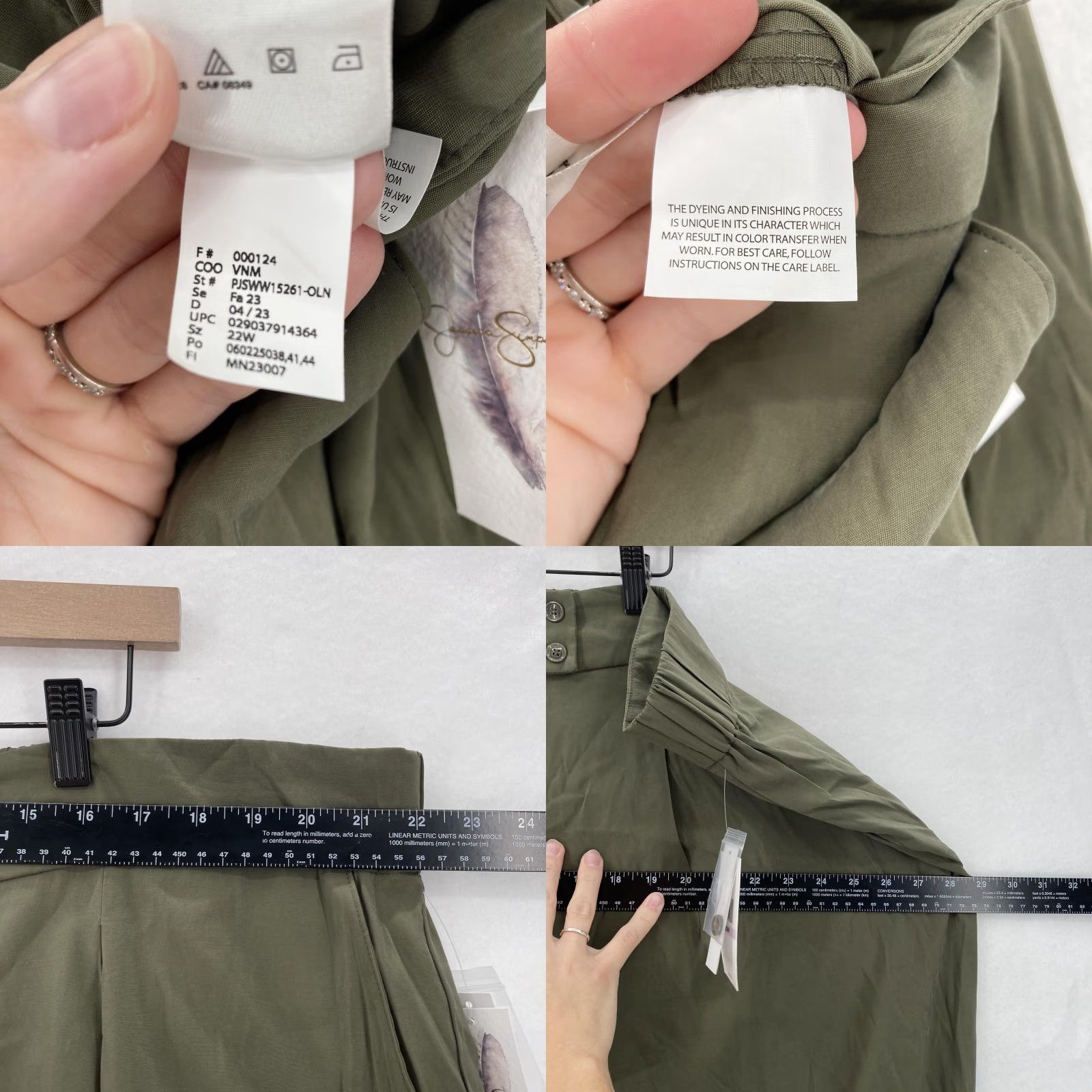 Jessica Simpson Jessica Simpson Pants Womens 22W Olive Melba Pleated Wide-Leg Crop Elastic Waist Pants Size 40" / US 18 - 8 Thumbnail