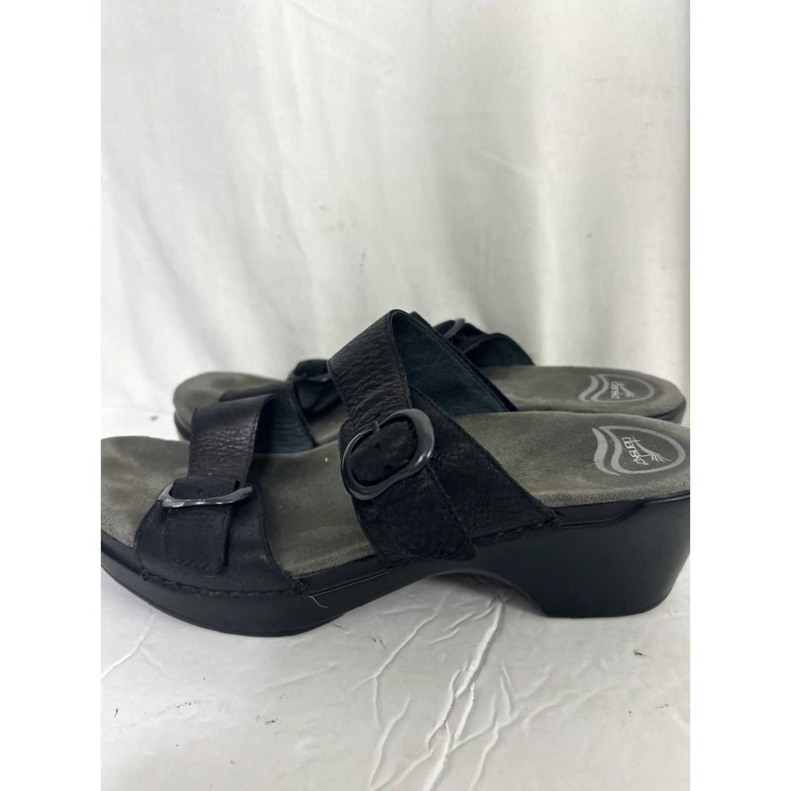 Dansko Dansko Sandals Women's 9.5 US 40 EU Black Sophie Wedge Leather Slide Casual Footwear Size US 10 / IT 40 - 7 Thumbnail