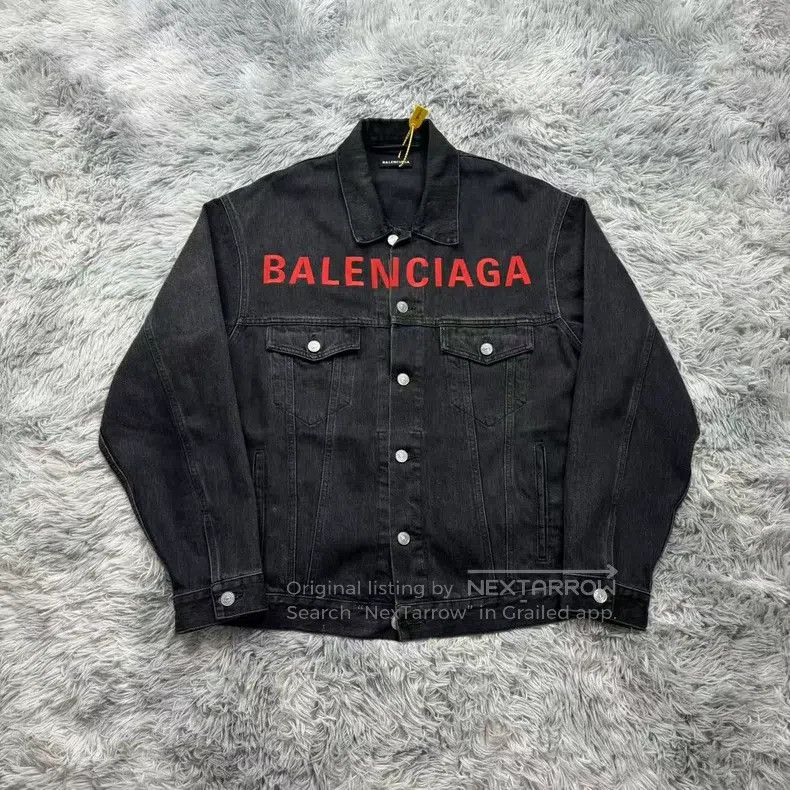 Balenciaga Balenciaga Embroidered Chest Letter Denim Jacket Size US S / EU 44-46 / 1 - 1 Thumbnail