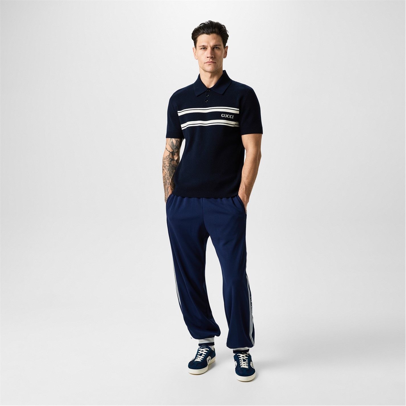 Gucci GUCCI Stripe Logo Polo Shirt Size US L / EU 52-54 / 3 - 5 Thumbnail