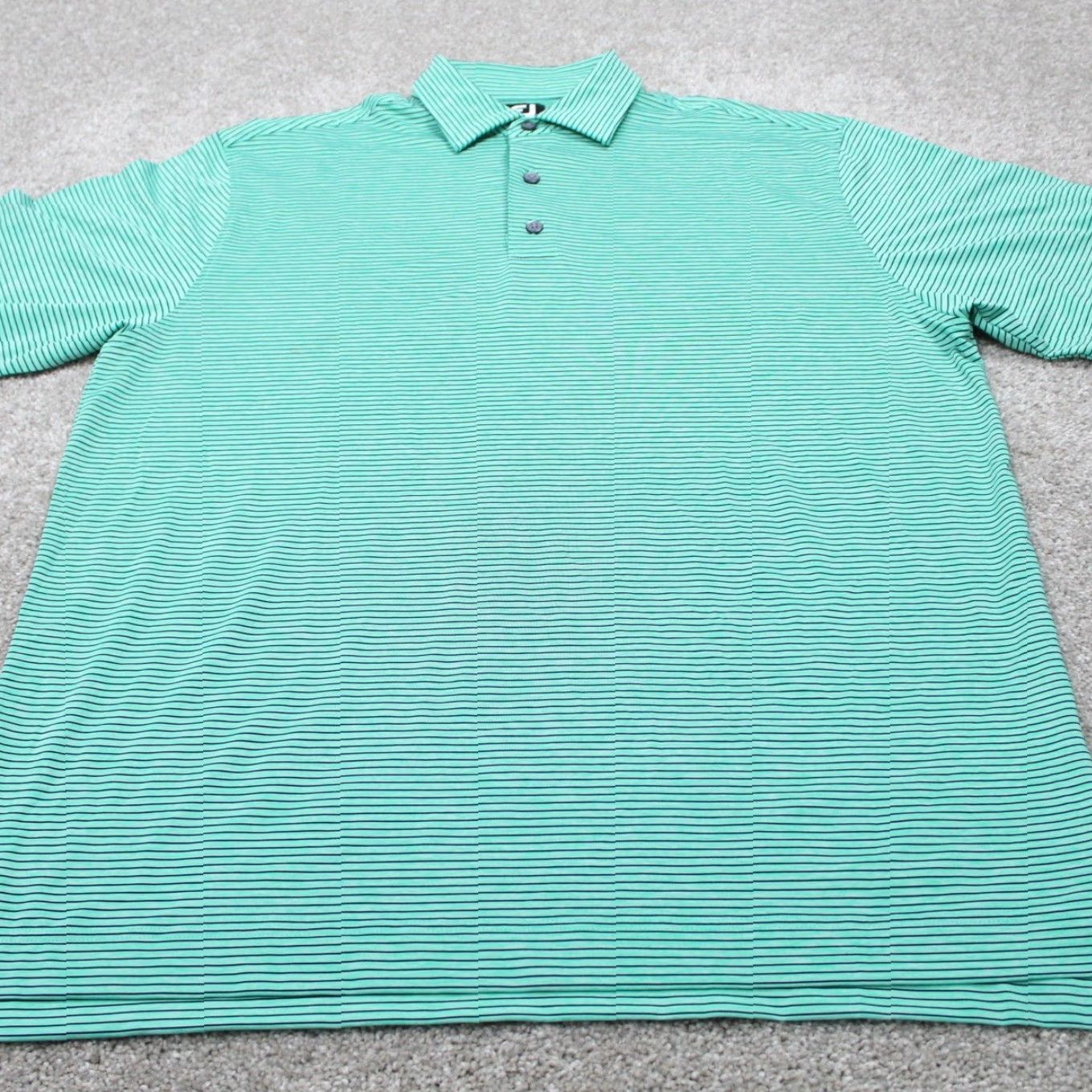 Footjoy FootJoy Polo Shirt Mens Large Green/Black Striped Golf S/S Stretch Pullover Size US L / EU 52-54 / 3 - 2 Thumbnail