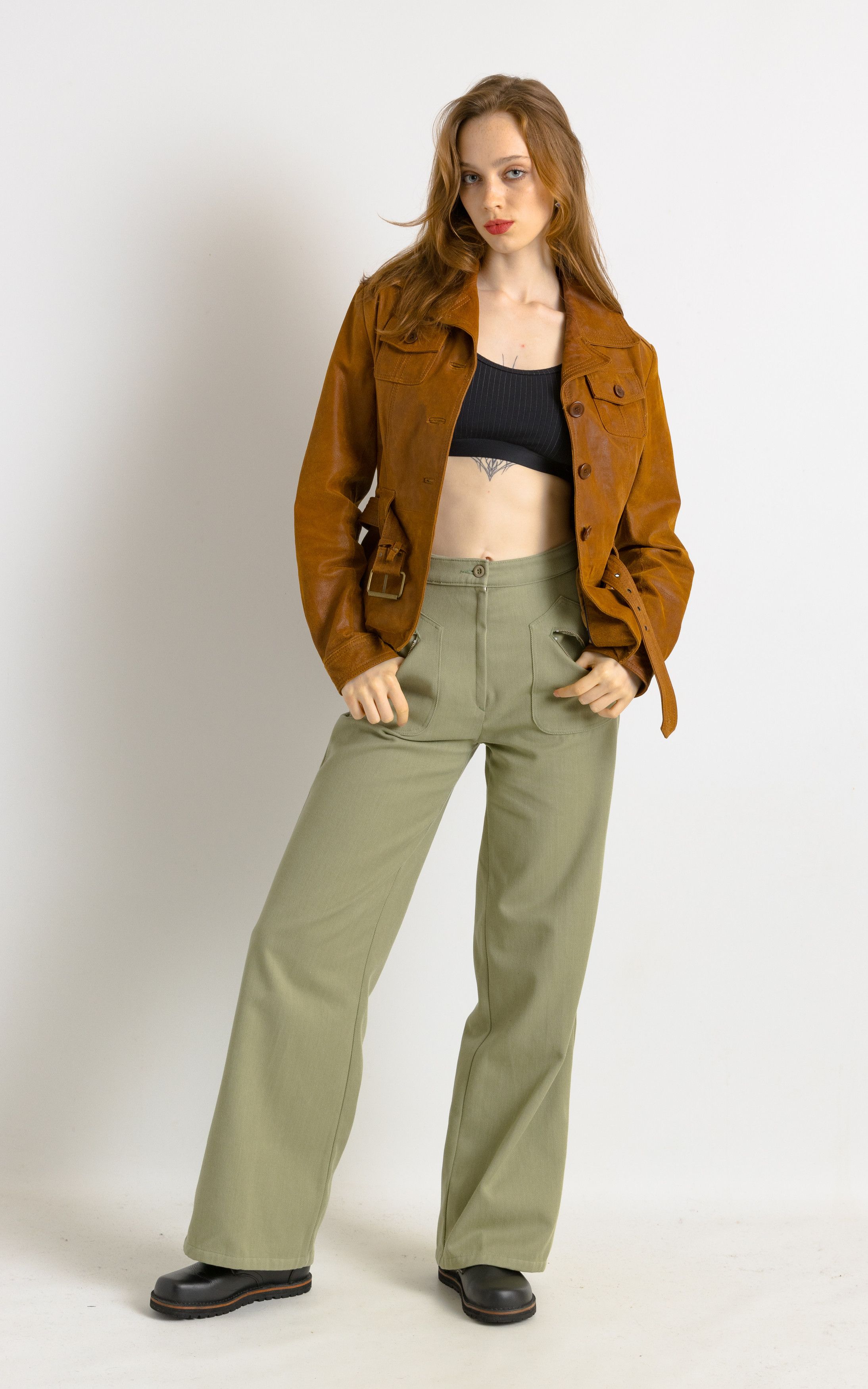 80s Grunge Jacket Camel Leather Jacket Size 38 7498