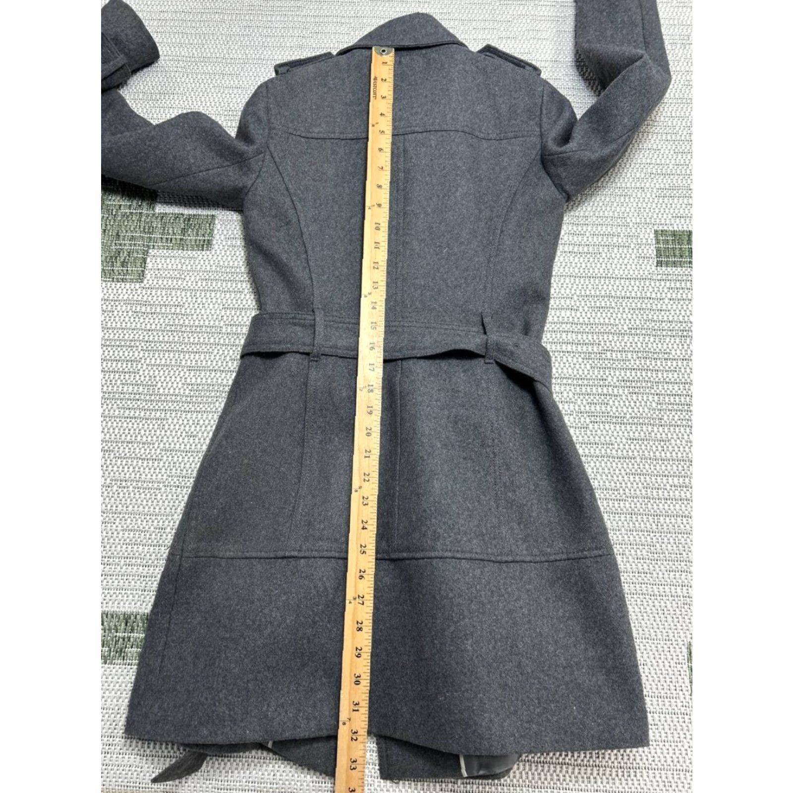 Banana Republic VINTAGE Banana Republic Trench Coat Womens 0 Gray Wool Belted Waist Single Breasted Size XS / US 0-2 / IT 36-38 - 5 Thumbnail