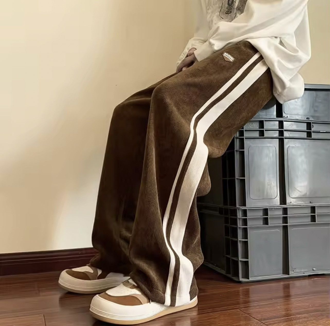 Japanese Brand Casual Pants Loose Color Blo Striped Wide Leg Sweatpant Size US 31 - 1 Thumbnail