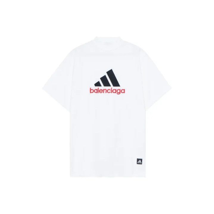 Balenciaga Balenciaga x Adidas White Logo Embroidered T-Shirt Size US M / EU 48-50 / 2 - 1 Thumbnail