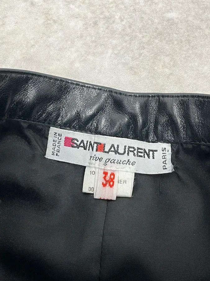 Saint Laurent Paris 1990s Saint Laurent Rive Gauche Black Leather Skirt Size 26" / US 2 / IT 38 - 8 Thumbnail