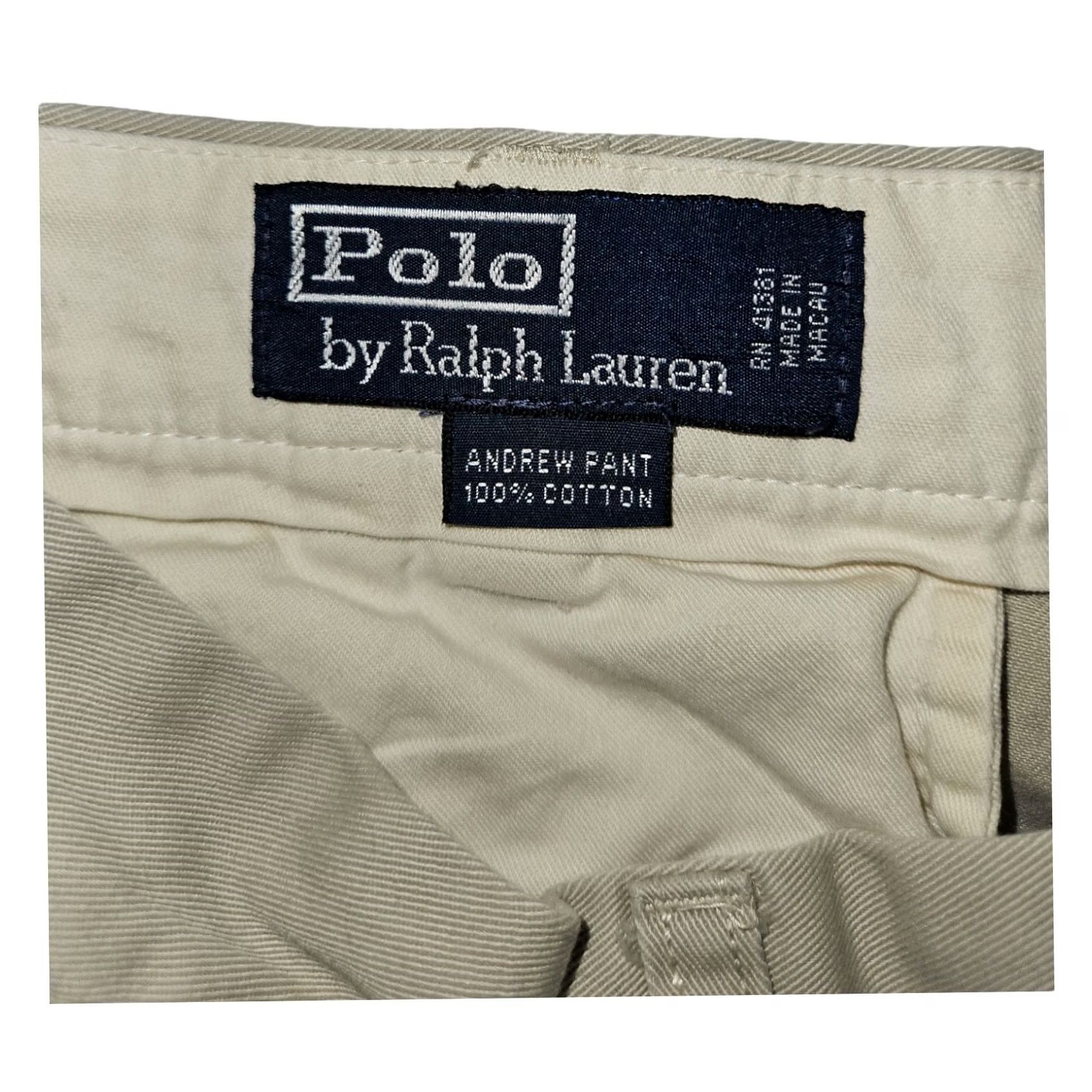 Polo Ralph Lauren Polo Ralph Lauren Andrew Pant Men 38 Khaki Chino Pleated Regular Beige 90s Logo/Preppy Size US M / EU 48-50 / 2 - 2 Thumbnail