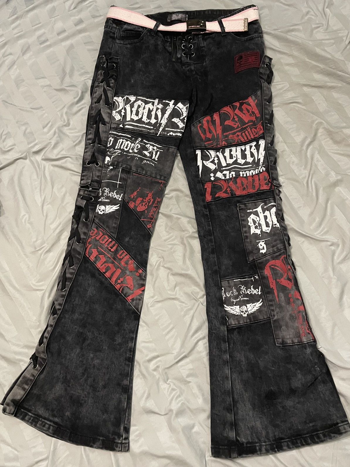 Band Tees Rock Rebel Tokyo Ghoul Patchwork Detailed Flared Denim Size US 34 / EU 50 - 1 Thumbnail