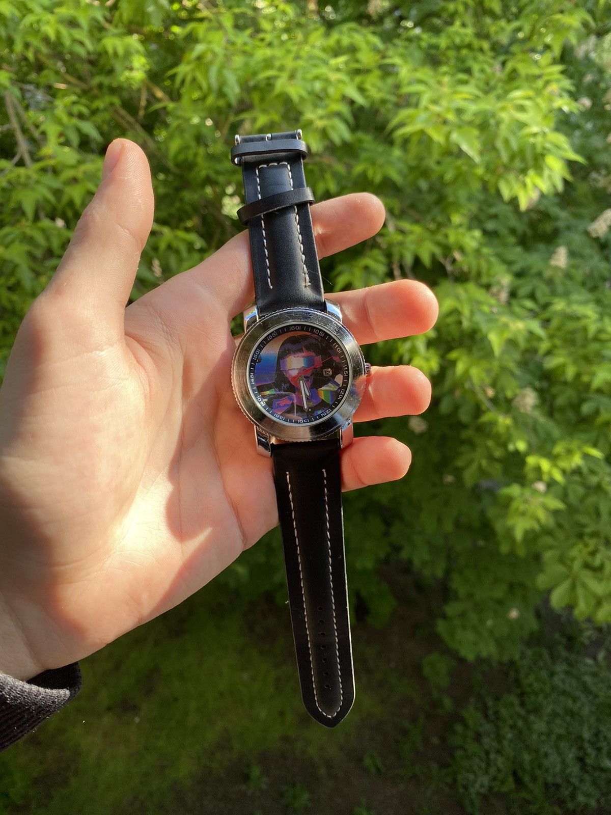 Japanese Brand × Jewelry × Vintage Art Watch Custom Portrait Dial Black Strap Size ONE SIZE - 6 Thumbnail