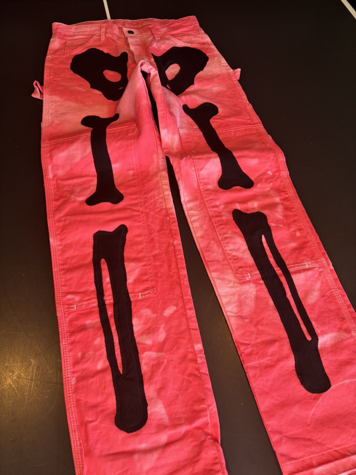 Dickies Pink Tie Dye Skeleton Bone Kapital Style Custom Work Pants Size US 30 / EU 46 - 3 Thumbnail