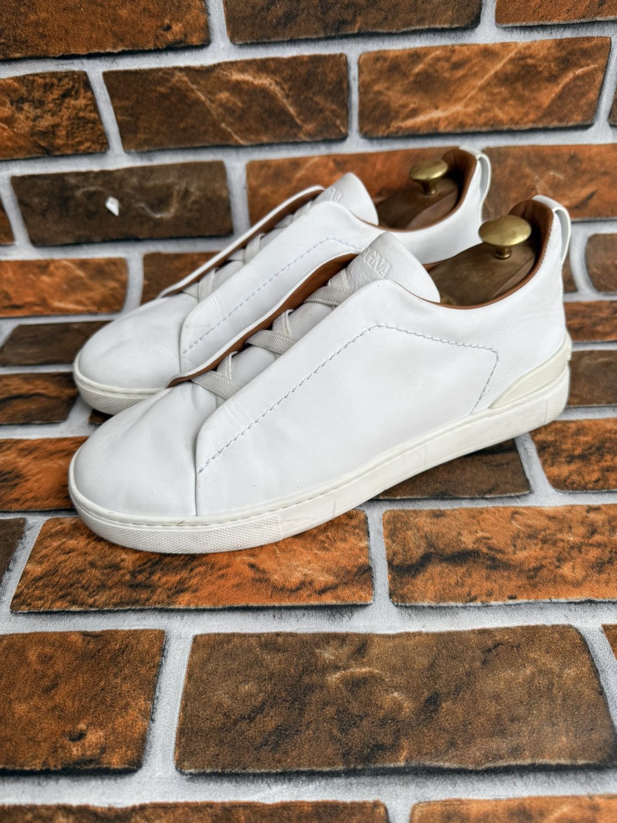 Ermenegildo Zegna Triple stitch leather trainers Size US 8 / EU 41 - 2 Thumbnail