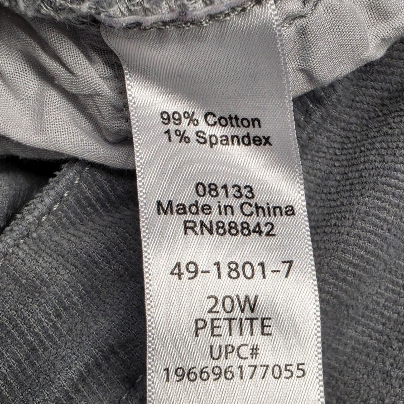 Vintage Woman Within Pants Womens 20W Grey Fine Wale Corduroy Straight Leg Stretch Size 42" / US 20 - 4 Thumbnail