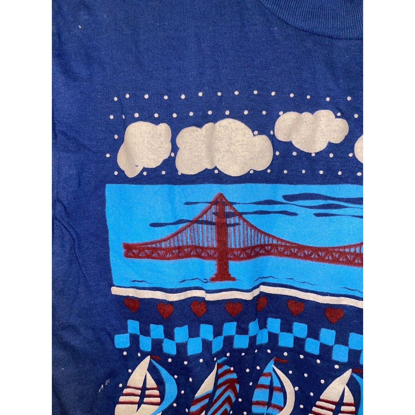 Other Vintage San Francisco Shirt Bridge Boat City Blue Tee 80s M Size US M / EU 48-50 / 2 - 2 Thumbnail