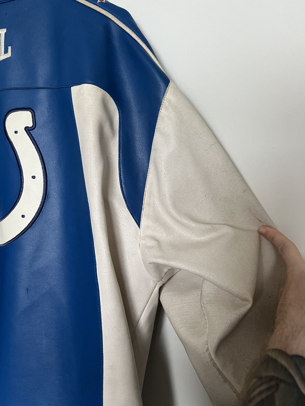 NFL × Vintage Insane Vintage 90s Indianapolis Colts Leather Jacket Size US M / EU 48-50 / 2 - 16 Thumbnail