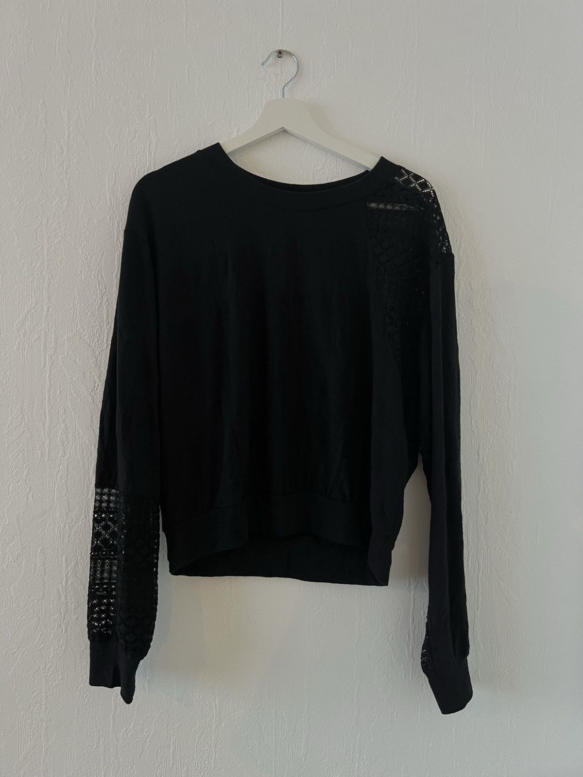 image of Y‘S By Yohji Yamamoto Lace Sweater/longsleeve in Black, Men's (Size Small)
