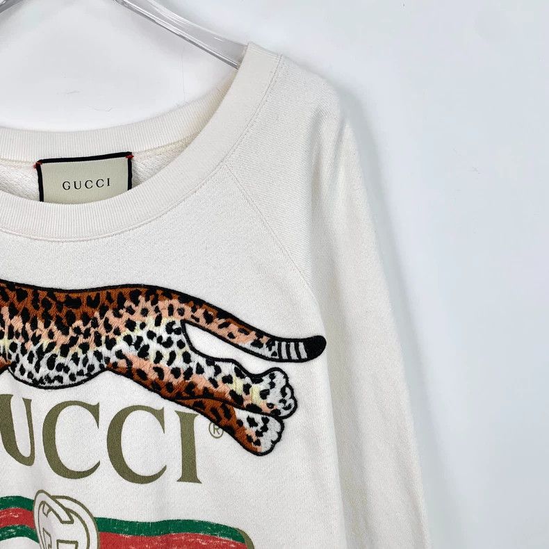 Gucci Gucci Beige jaguar embroidered round-neck long-sleeved swea Size US L / EU 52-54 / 3 - 3 Thumbnail