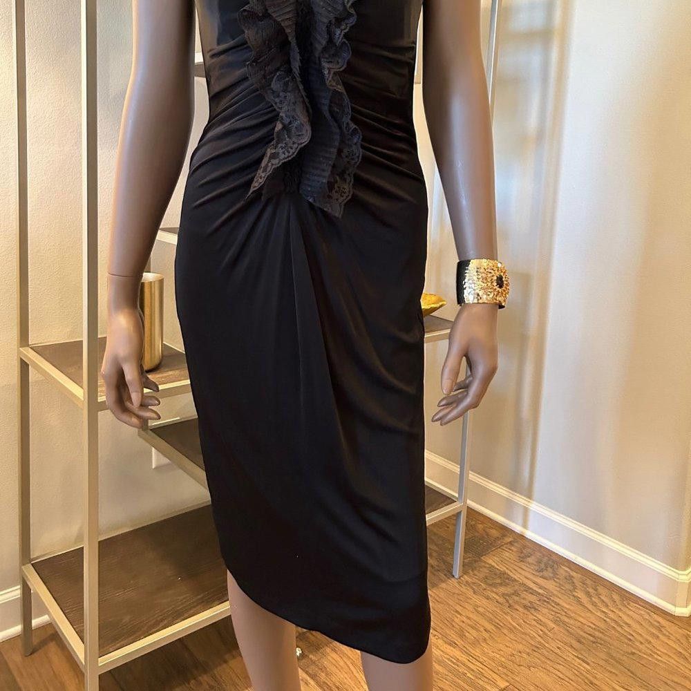 Bcbgmaxazria BCBG MaxAzria Halter Dress w/Lace Ruffles & Ruched Bodice Size S / US 4 / IT 40 - 5 Thumbnail