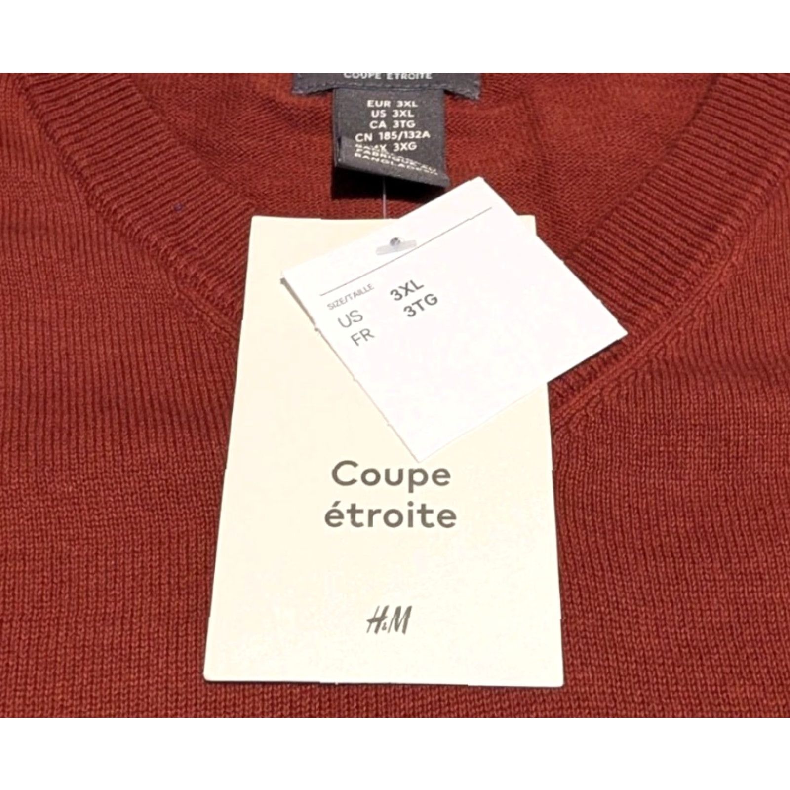 H&M H&M Sweater Mens 3XL Slim Fit V-Neck Pullover Lightweight Knit Solid Brown NWT Size US XXL / EU 58 / 5 - 4 Thumbnail