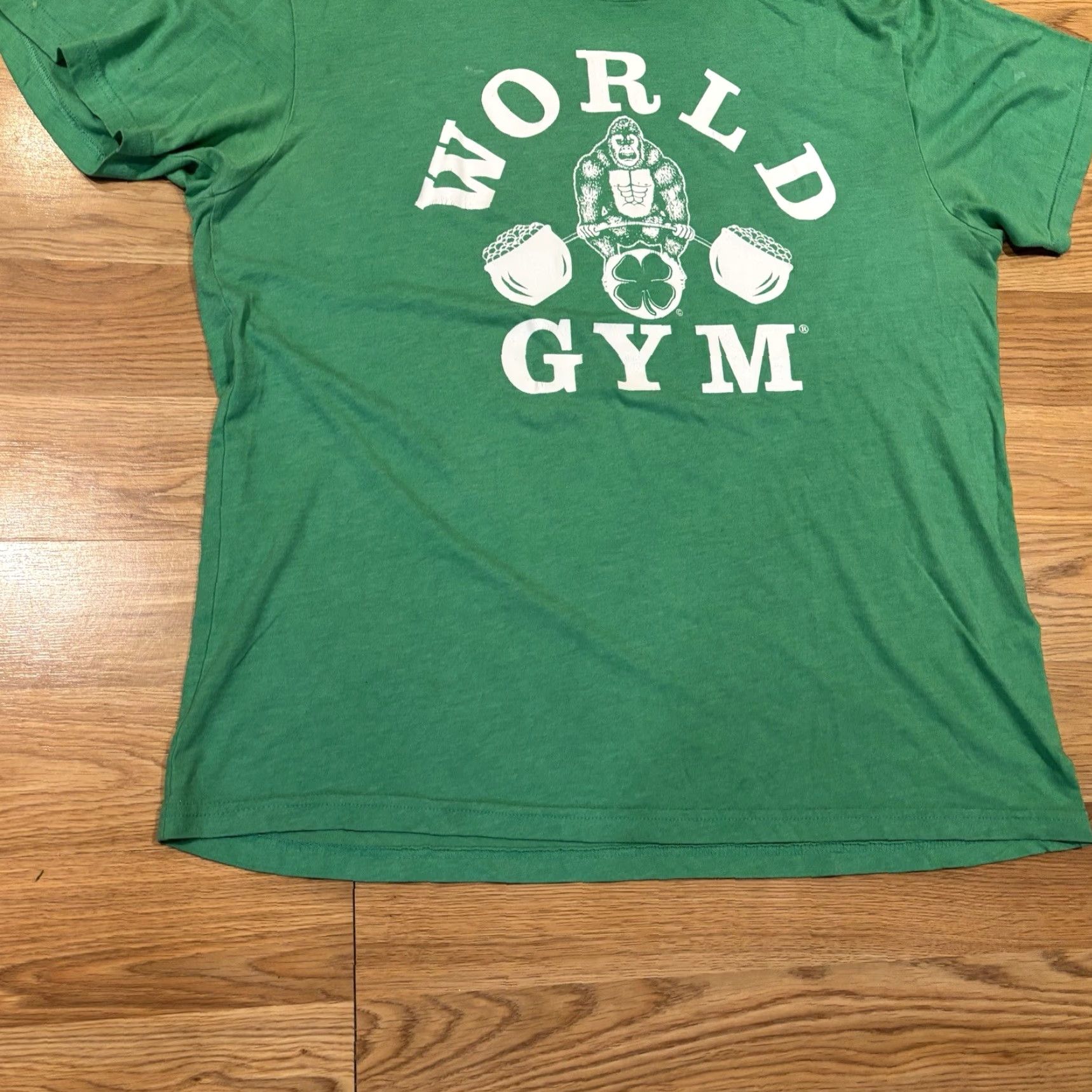 Vintage VINTAGE World Gym Shirt Green Weightlifting Tee Pot of Gold Irish Men’s XL Size US XL / EU 56 / 4 - 5 Thumbnail