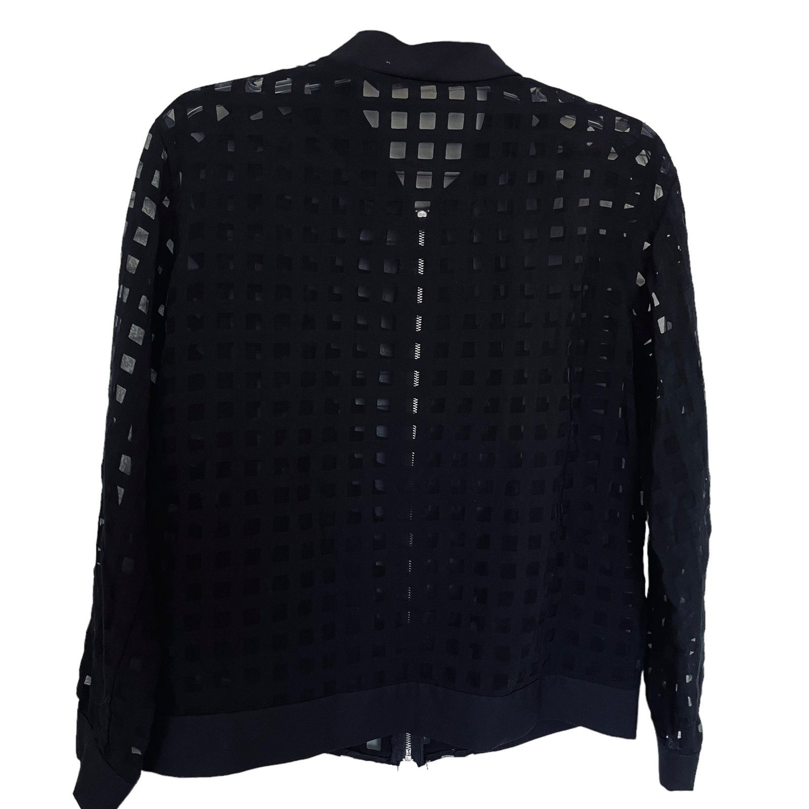 Zara Zara Black Window Pane Bomber Semi Sheer Jacket size M Size M / US 6-8 / IT 42-44 - 4 Thumbnail