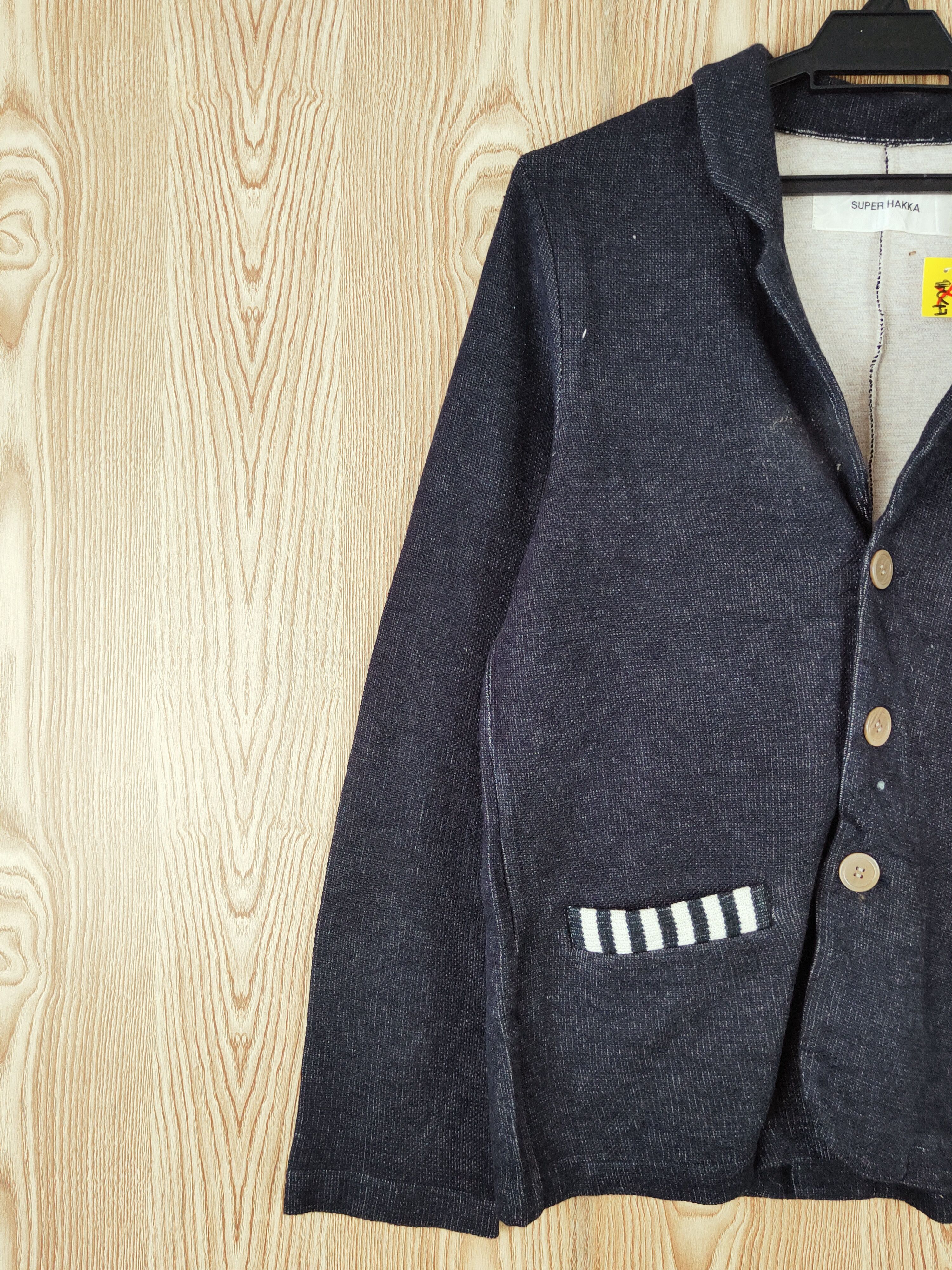 Homespun Knitwear Super Hakka Blue Black Knitwear cardigan blazer #W876 Size US M / EU 48-50 / 2 - 3 Thumbnail