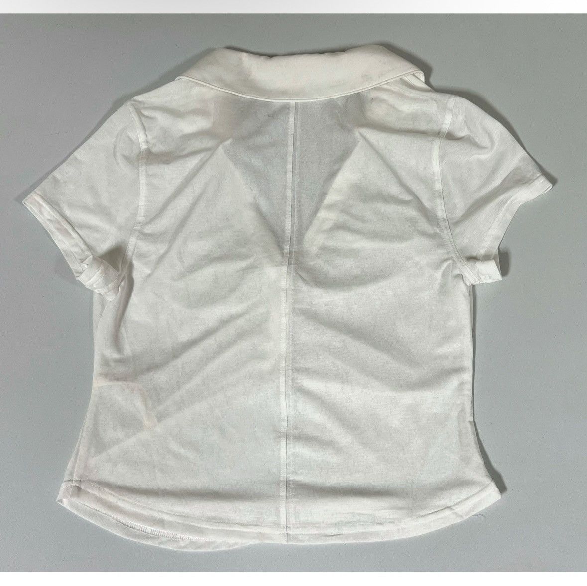 Vintage White Ruched Collared Polo Shirt Top Blouse Tee Size M 🤍 Size M / US 6-8 / IT 42-44 - 4 Thumbnail
