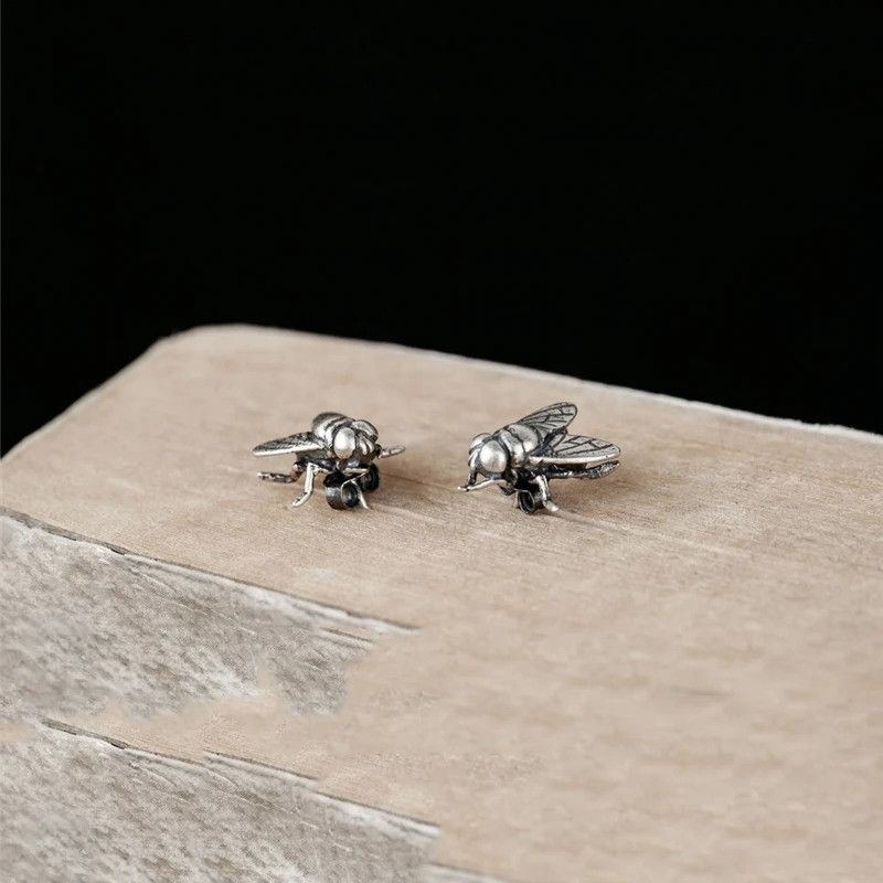Jewelry Insect Flies Stud Earrings 925 Sterling Charm Earring Gift Size ONE SIZE - 8 Thumbnail