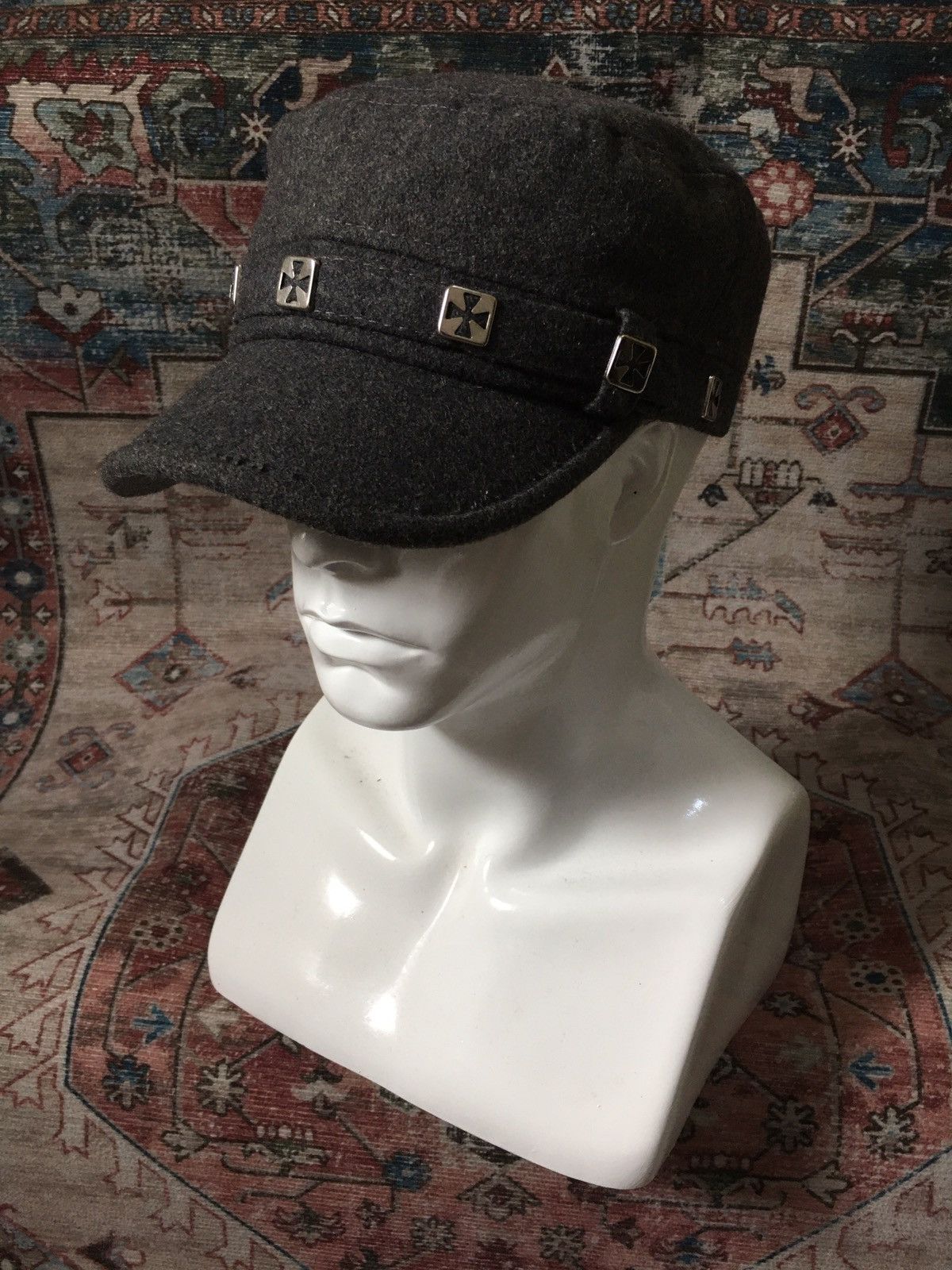 Japanese Brand Grey Spike Cross Cadet Hat Size ONE SIZE - 1 Thumbnail