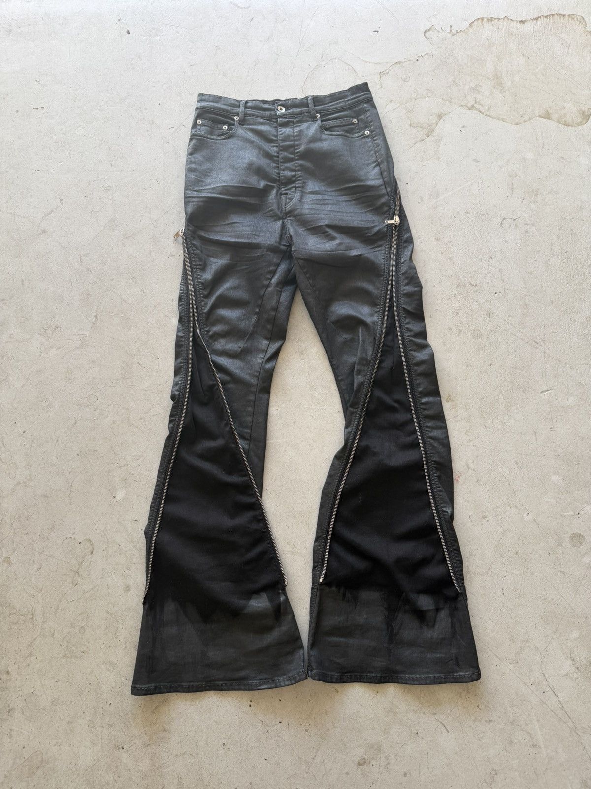 Rick Owens Rick Owens SS24 Waxed High Waist Bolan Flared Bootcut