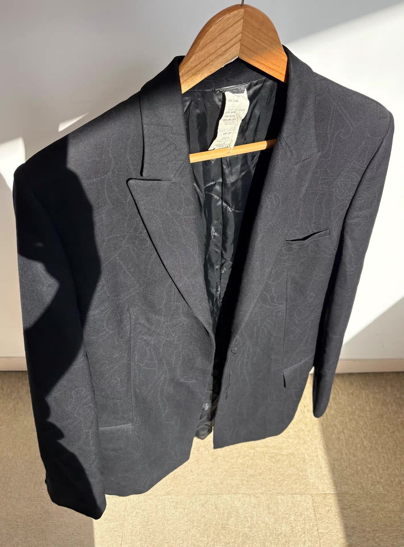 Versace Gianni Versace Men's Dark Pattern Wool Blazer Ｑ21 Size 46R - 1 Thumbnail