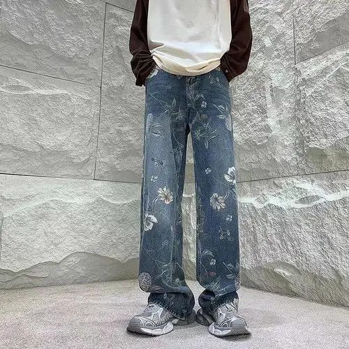 Japanese Brand Vintage washed all over printed jacquard wide leg jeans Size US 32 / EU 48 - 5 Thumbnail