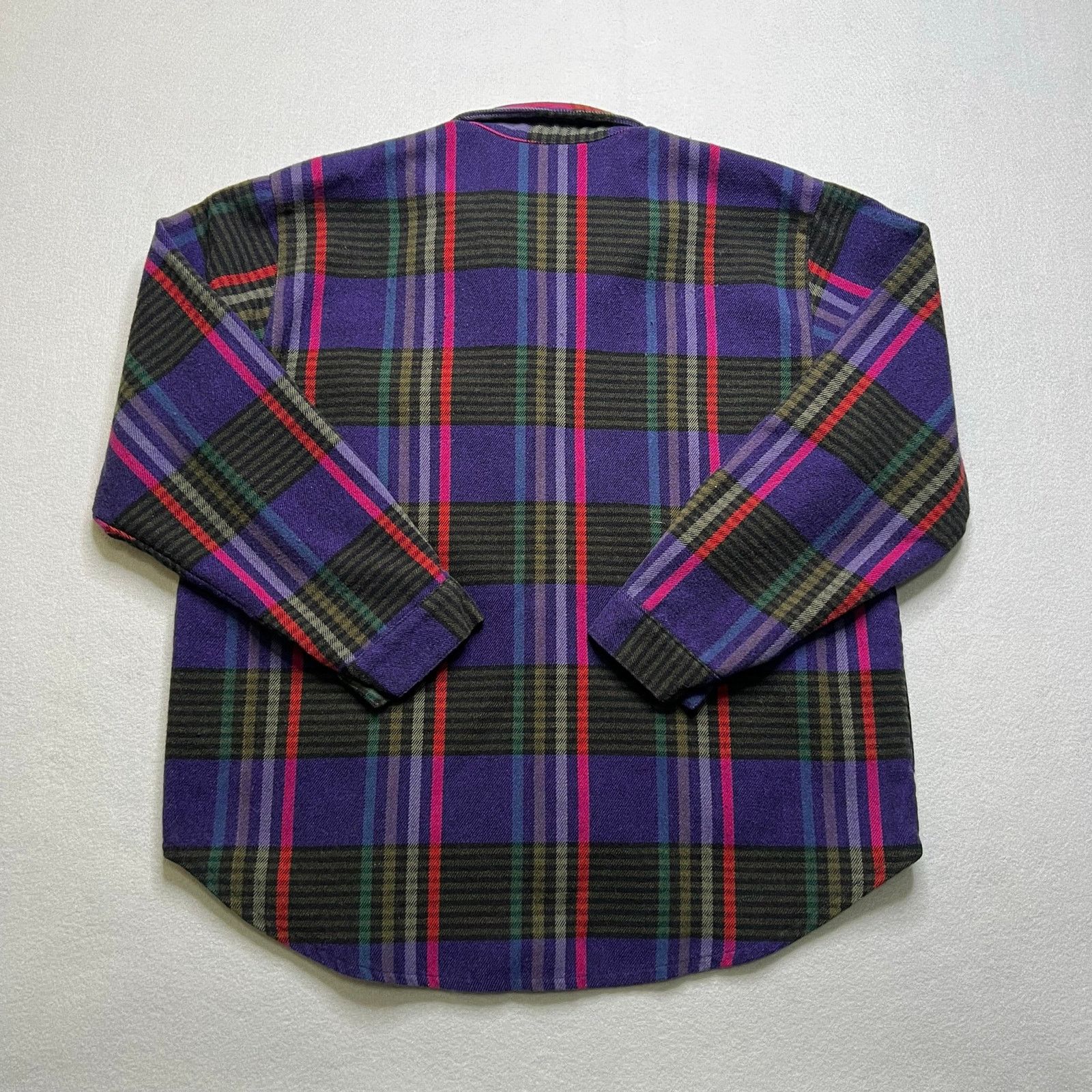 Vintage Vintage 90s Wool Blend Flannel Shirt Mens M/L Purple Plaid Size US L / EU 52-54 / 3 - 2 Thumbnail