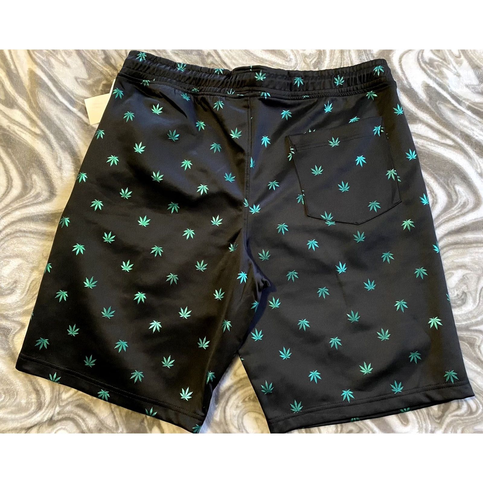 Vintage Drill Clothing Men Bottom Shorts L Black/Green Kronic Prints 420 Ganja Paisley Pockets Size US 33 - 2 Thumbnail
