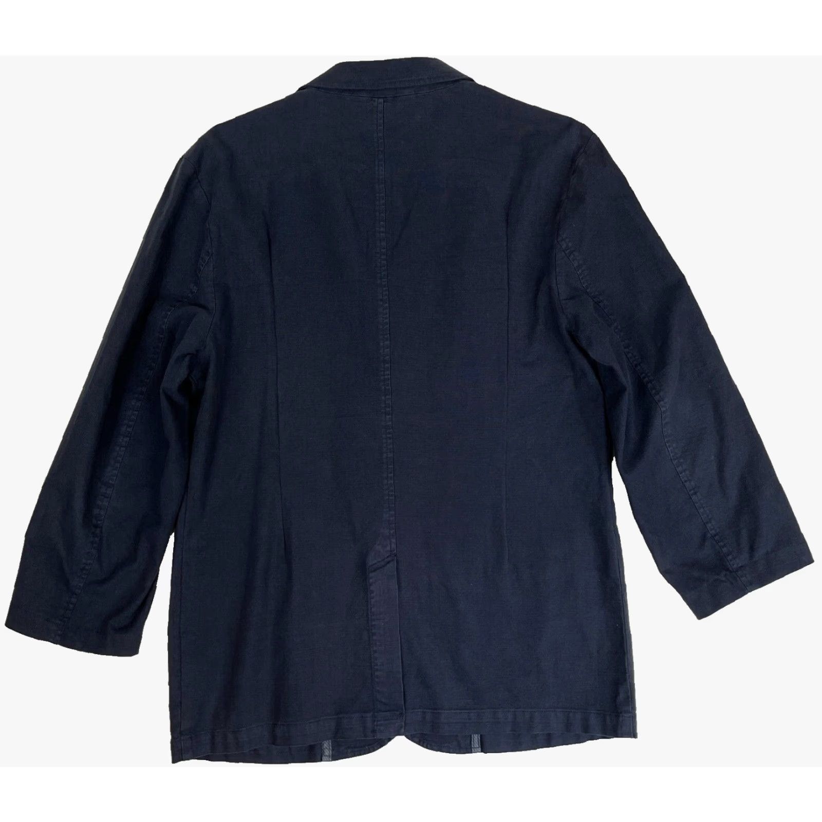 Vintage Linksoul Blazer Jacket Navy XL Mens 4-Button Solid Cotton Blend Size 46R - 2 Thumbnail