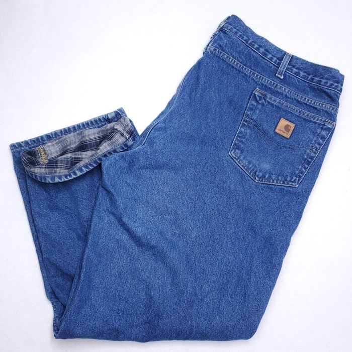 Carhartt Carhartt Relaxed Fit Flannel Lined Insulated Mens Blue Jeans ...