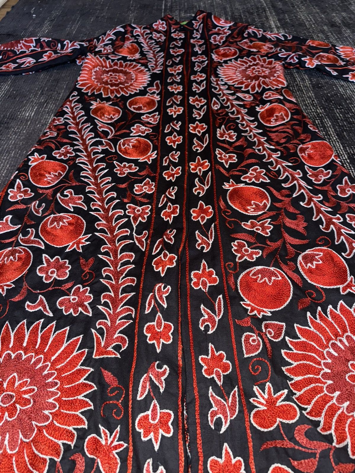 Handmade Turkish Red Black Handmade Embroidered Full Length Kaftan Size ONE SIZE - 12 Thumbnail